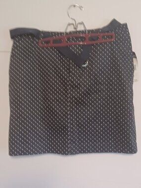Chaps Floral Pencil Mini Skirt Pockets  Blue White Polka Dots Women's Size 10